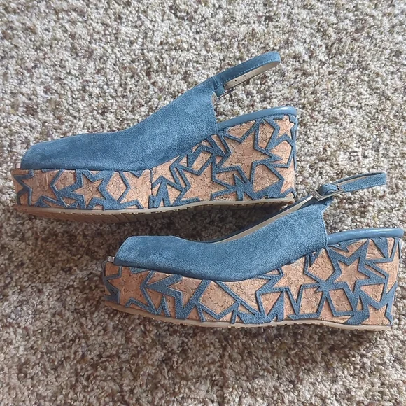 Jimmy Choo Praise Open Toe Slingback Suede Wedge size 37 - Picture 3 of 10